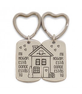Pack 2 llaveros anilla corazón  - MI HOGAR ESTA DONDE ESTÁS TÚ