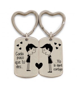 Pack 2 llaveros anilla corazón  - CADA PASO QUE TU DES - GAYS CHICOS