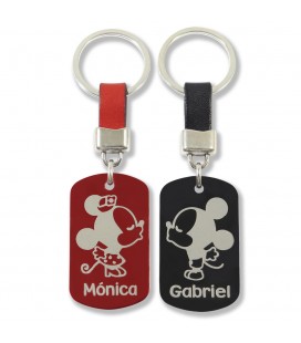 Pack 2 llaveros aluminio cuero  - MICKEY & MINNIE