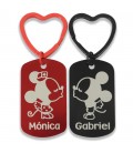 Pack 2 llaveros aluminio anilla corazón  - MICKEY & MINNIE