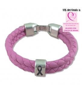 Pulsera cuero regaliz CÁNCER DE MAMA