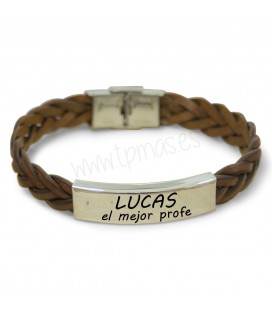 Pulsera CUERO TRENZADO MARRÓN - EL MEJOR PROFE