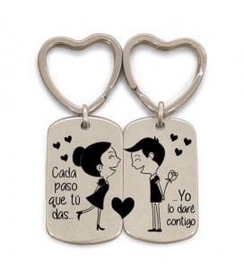 Pack 2 llaveros anilla corazón  - CADA PASA QUE TU DES