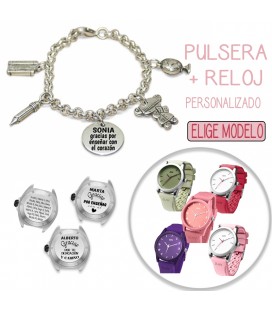 Pack PULSERA CHARMS PROFESORA + RELOJ PERSONALIZADO