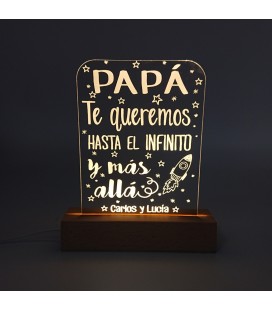 Lámpara led personalizada madera - HASTA EL INFINITO