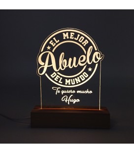 Lámpara led personalizada madera - EL MEJOR ABUELO DEL MUNDO