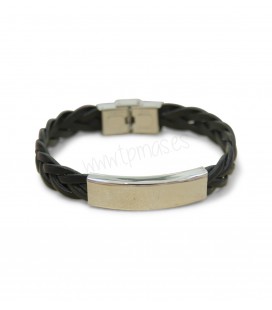 Pulsera CUERO NEGRO TRENZADO