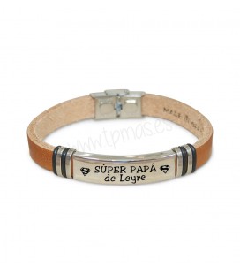 Pulsera CUERO MARRÓN LISO  - SUPERPAPÁ DE ...