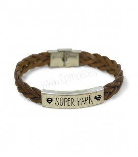 Pulsera CUERO TRENZADO MARRÓN - SUPERPAPÁ