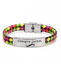 Pulsera CUERO SINTÉTICO TRENZADO MULTICOLOR mod.1 - SIEMPRE JUNTOS