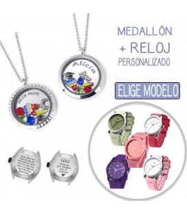 Pack MEDALLÓN PROFES + RELOJ PERSONALIZADO